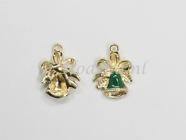 KBD26  1 x  Kerstbedel Kerstklok Groen 21 x 15 mm