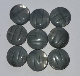 *CPR14  8 x Tsjechische Glaskraal platrond 14 x 4mm Grijs