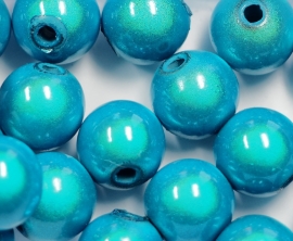 MIR10/15  8 X miracle beads Aqua Blauw  10mm