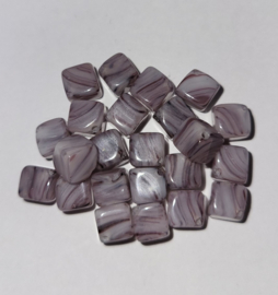 CZV01  12 x Tsjechische Glaskraal Vierkant 6 mm Gemêleerd paars