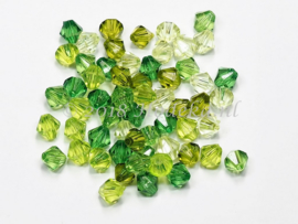 ACB06/08   60 x acrylkraal Bicone 6mm Groen Mix