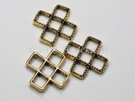 BVD23a   8 x metalen verdeler kruis antiek goud ca. 24 x 24 x 5mm