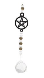 Zonnevanger Hangend Wit/Lichtdoorlatende Kralen Pentagram