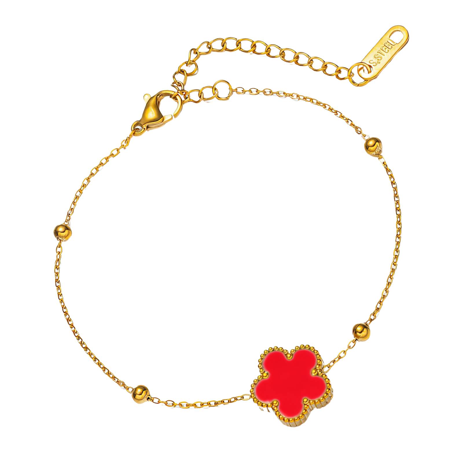 Flower armband - Rood - 18K gold plated stainless steel