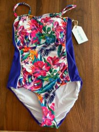 Badpak No Gossip Blauw & roze bloemen mt. 38