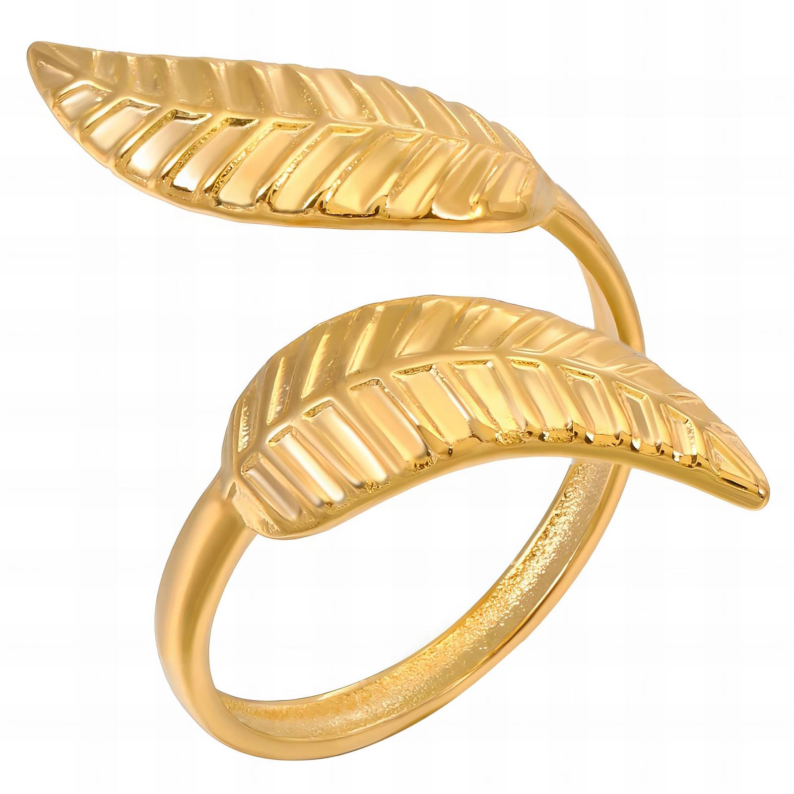 Leaves ring - 18K gold plated stainless steel
