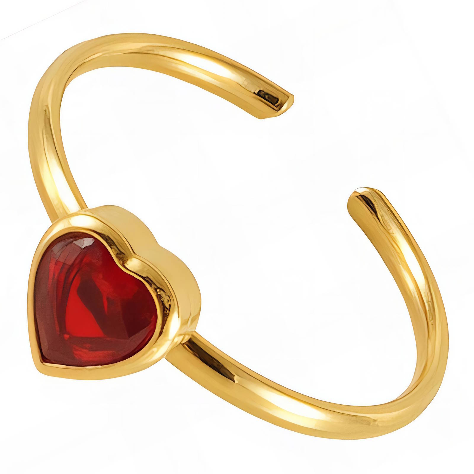 Heart ring - Rood - 18K gold plated stainless steel
