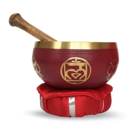 Messing Klankschaal Met Stok & Kussen 10 cm Base Chakra