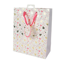 Geschenktas Harten en Bloemen 20,5 x 11 x 25,5 cm