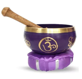 Messing Klankschaal Met Stok & Kussen 10 cm - Kroon - Ohm Chakra