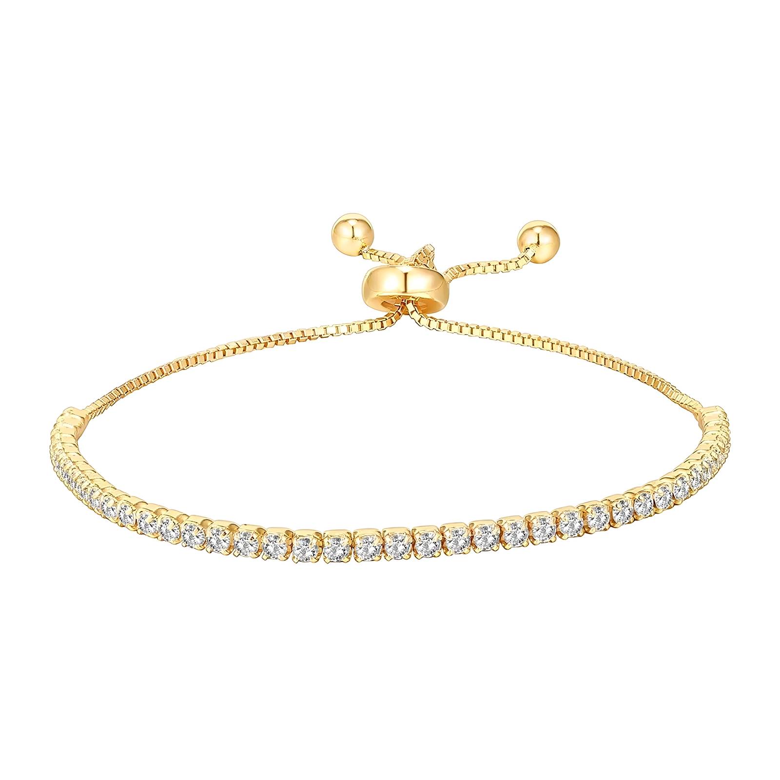 Tennis armband, 18K gold plated brass