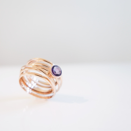 half round swirl stacker ring set