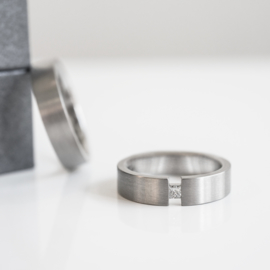 our modern semi tension diamond wedding ring set