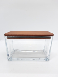 Glazen boterpot met houten deksel | vintage