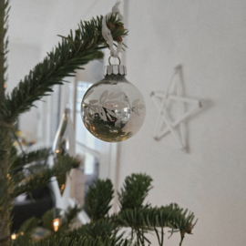 Vintage kerstbal | besneeuwde blaadjes