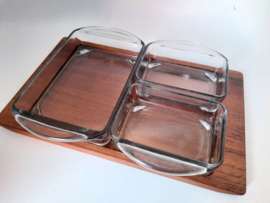 Deens snacktray | hout & glas -  4 delig