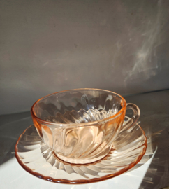 Kop & schotel - set van 3 |  Arcoroc Rosaline Swirl