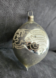Vintage kerstbal | zilver met sierrand