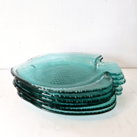 Vis bordjes - per 2 | blauw glas 