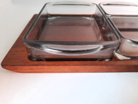 Deens snacktray | hout & glas -  4 delig