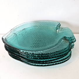 Vis bordjes - per 2 | blauw glas 