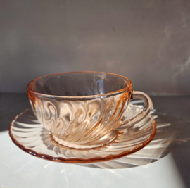 Kop & schotel - set van 3 |  Arcoroc Rosaline Swirl