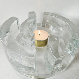 Vintage glazen rechaud/ theelicht