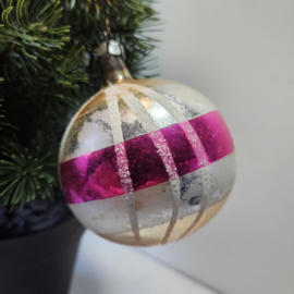 Kerstbal | roze decoratie rand