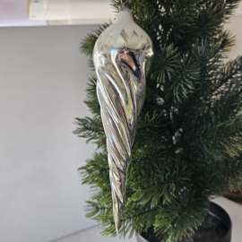 Vintage kerstbal | spiraal met sneeuwkraag