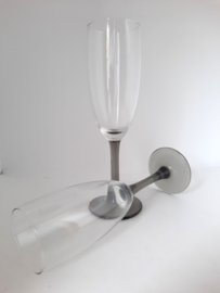 Prosecco glas | grijze steel - per 2