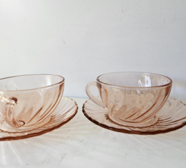 Kop & schotel - set van 3 |  Arcoroc Rosaline Swirl