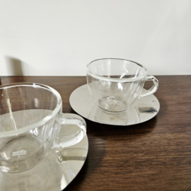 Bodum | glazen  koffiekop met  RVS schotel