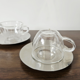 Bodum | glazen  koffiekop met  RVS schotel