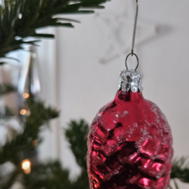 Vintage rode dennenappel | kerstbal