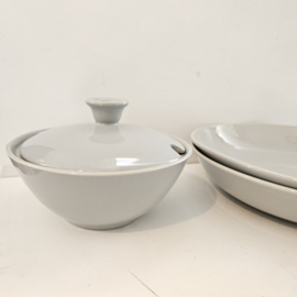 Vintage diep bord | parelgrijs