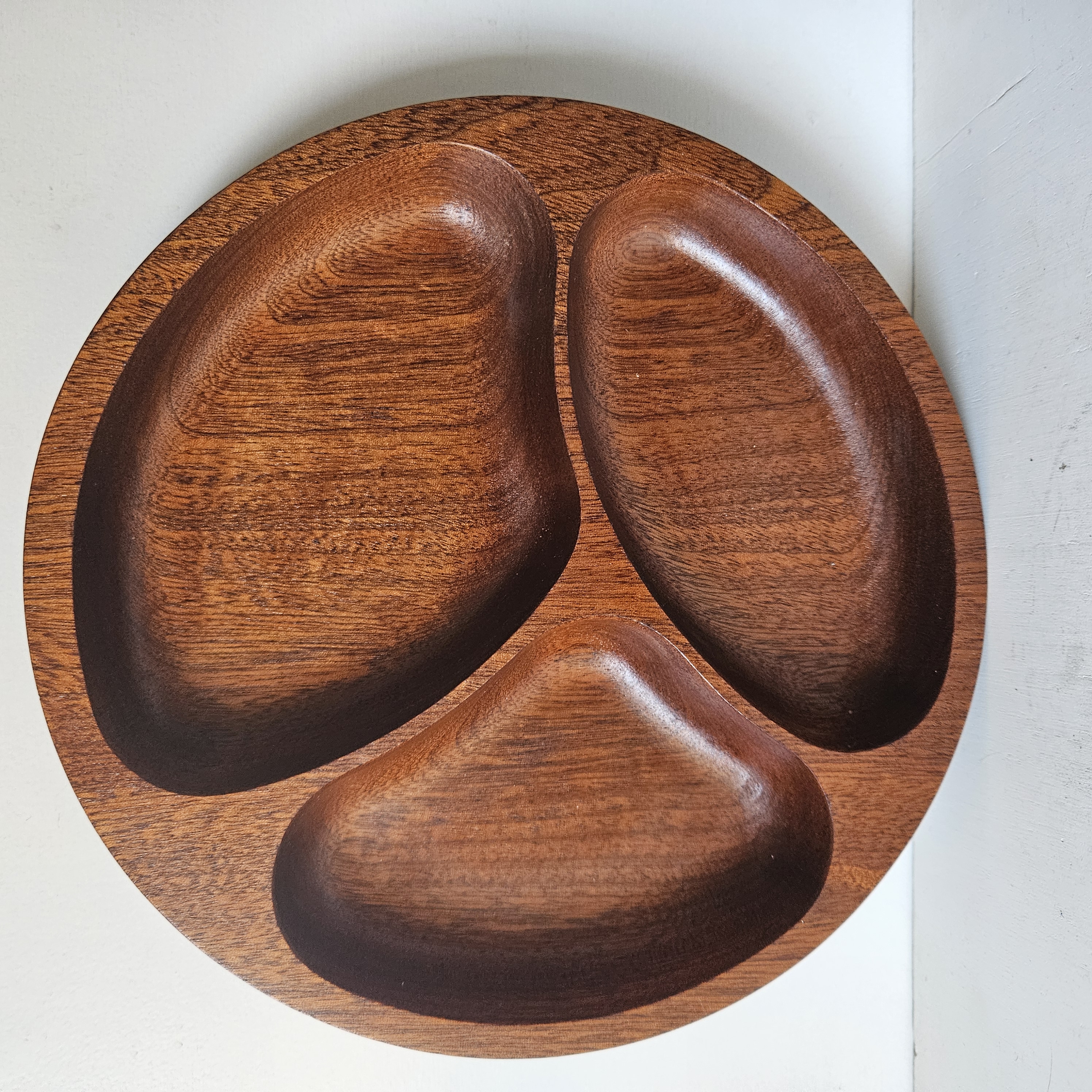 Teak houten serveerschaal - 3 vaks