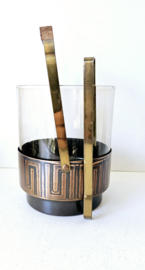 Ijsemmer met tang | rookglas & koper