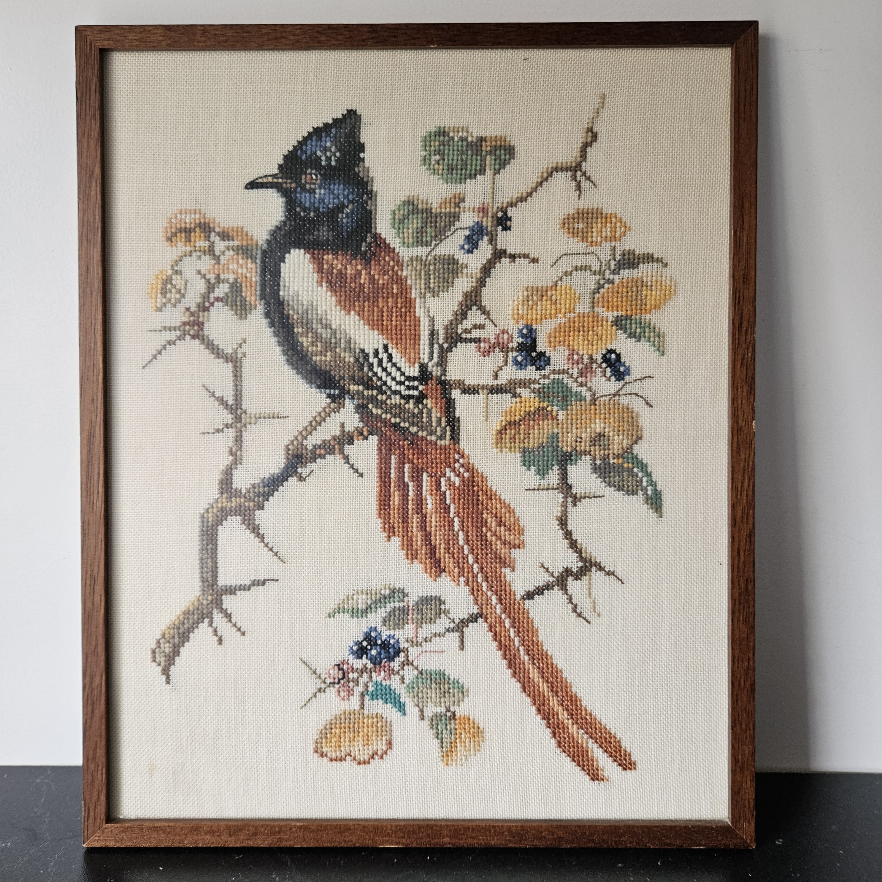 Geborduurd schilderij | vogel