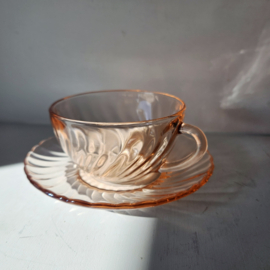 Kop & schotel - set van 3 |  Arcoroc Rosaline Swirl