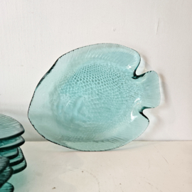 Vis bordjes - per 2 | blauw glas 