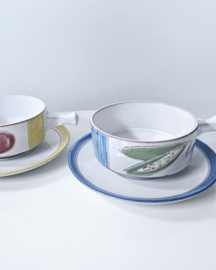 Vintage soepkom met schotel | per 2