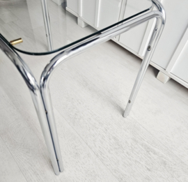 Bijzettafeltje | chroom en glas