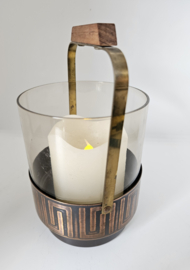 Ijsemmer met tang | rookglas & koper