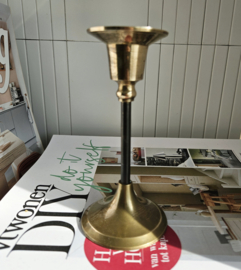Messing kandelaar met zwarte steel