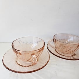 Kop & schotel - set van 3 |  Arcoroc Rosaline Swirl
