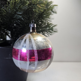 Kerstbal | roze decoratie rand