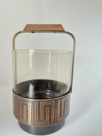 Ijsemmer met tang | rookglas & koper
