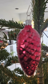 Vintage rode dennenappel | kerstbal