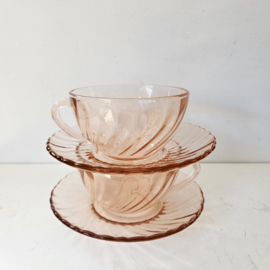 Kop & schotel - set van 3 |  Arcoroc Rosaline Swirl