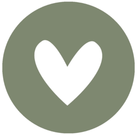 Label-R muurcirkel hart - olijfgroen